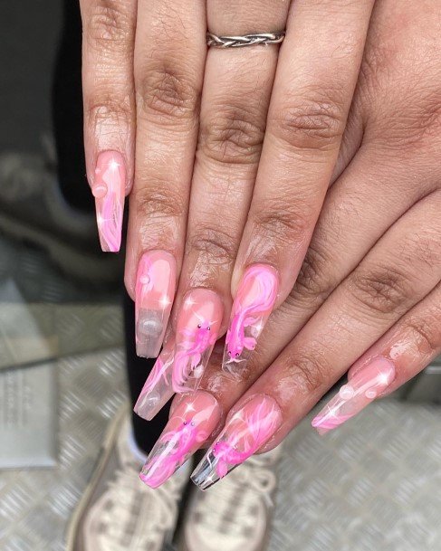 Womens Cool Translucent Pink Nail Ideas