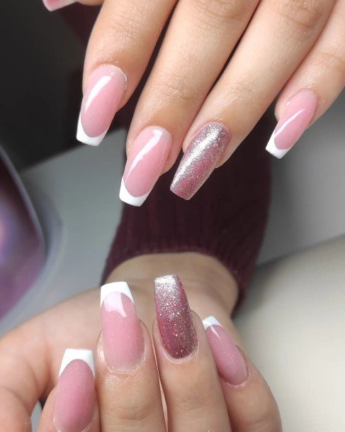 Womens Cool White French Nail Ideas