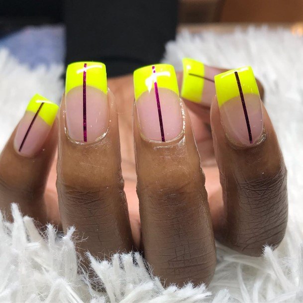 Womens Cool Yellow French Tip Nail Ideas