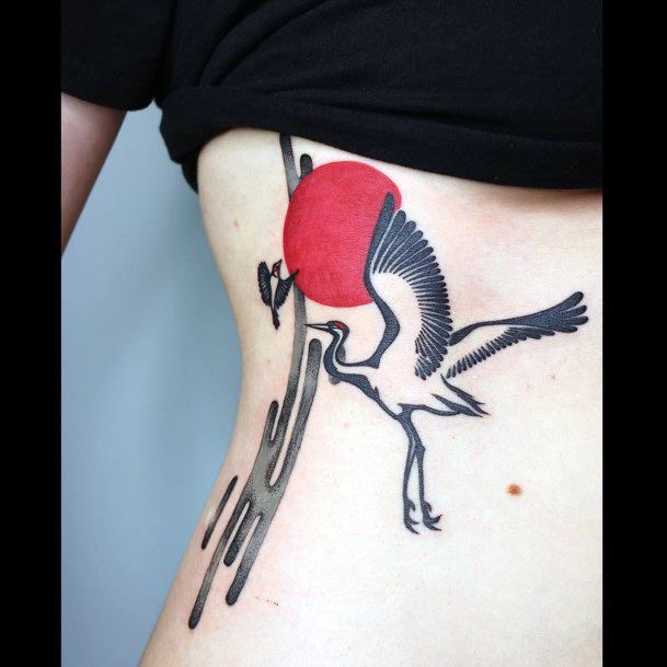 Womens Crane Tattoo Design Ideas