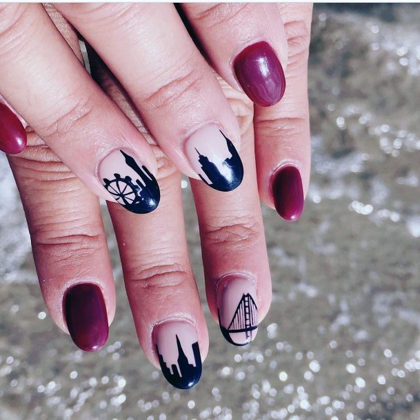 Womens Creative City On Nails Art