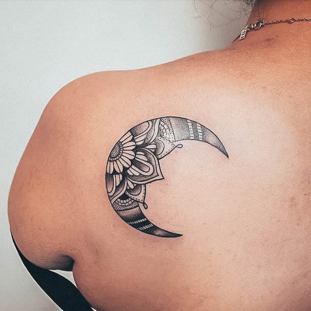 Womens Cresent Moon Super Tattoo Designs