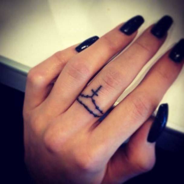 Womens Cross Pendant On Chain Tattoo Fingers