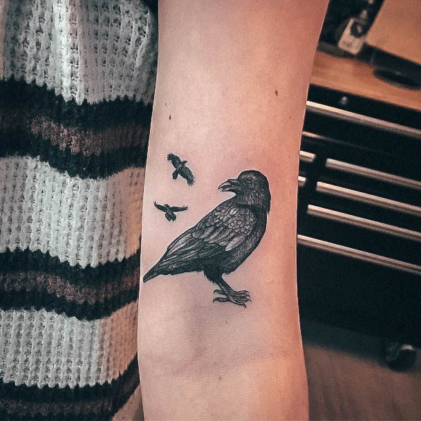 Top 100 Best Crow Tattoos For Women Corvus Bird Design Ideas