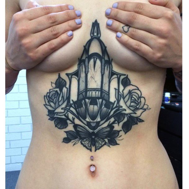 Womens Crystal Art Underboob Tattoo