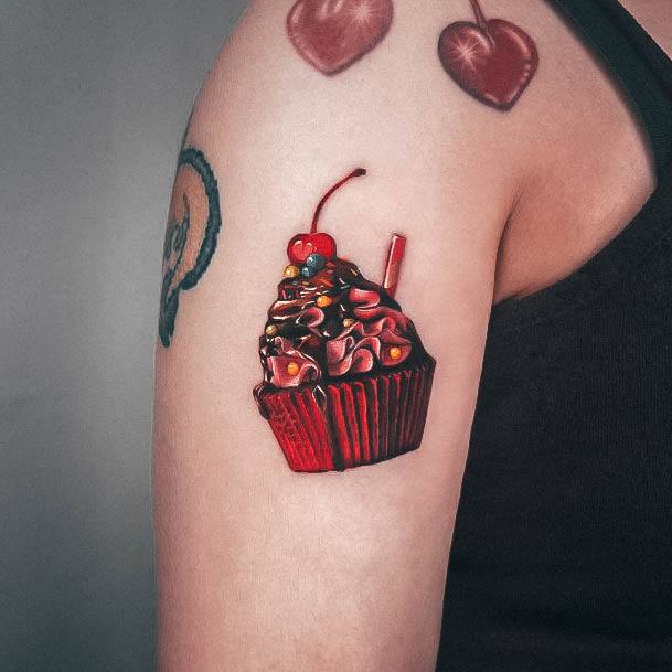 Womens Cupcake Girly Tattoo Designs