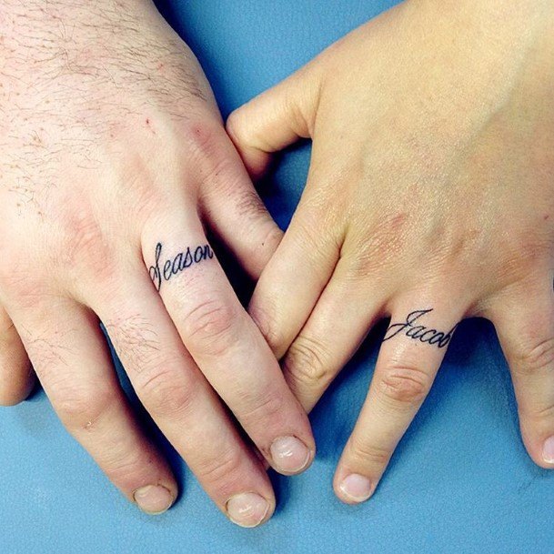 Womens Cursive Words Finger Tattoo