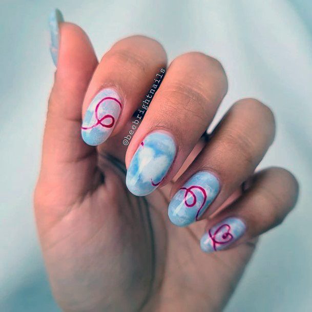 Womens Curved Heart Nails Romantic