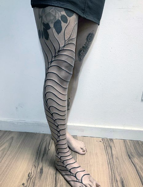 Womens Curved Stalk Tattoo Legs