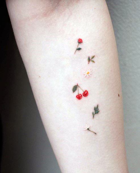 Womens Cute Cherry Tattoo Idea