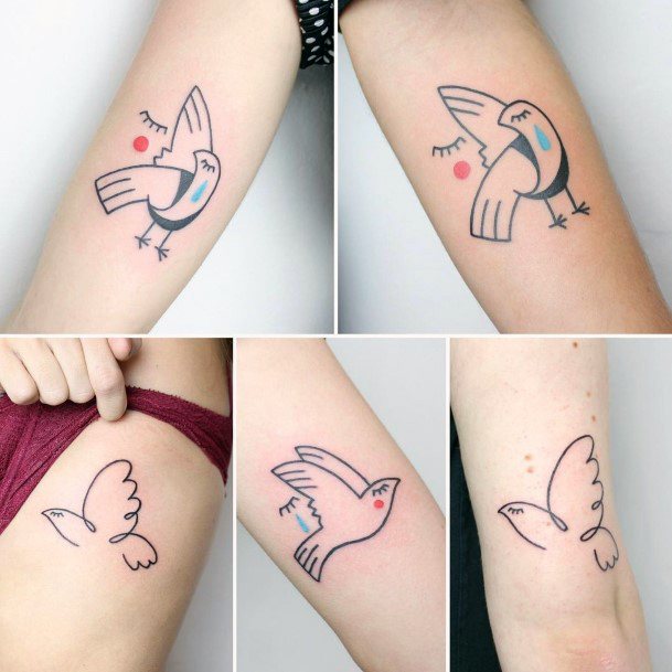 Womens Cute Drawing Dove Tattoo
