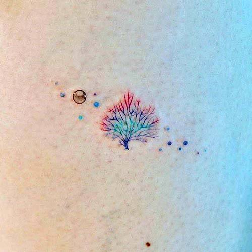 Womens Cute Small Colored Plant Tattoo