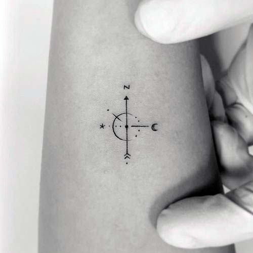 Womens Cute Small Compass Tattoo Arms