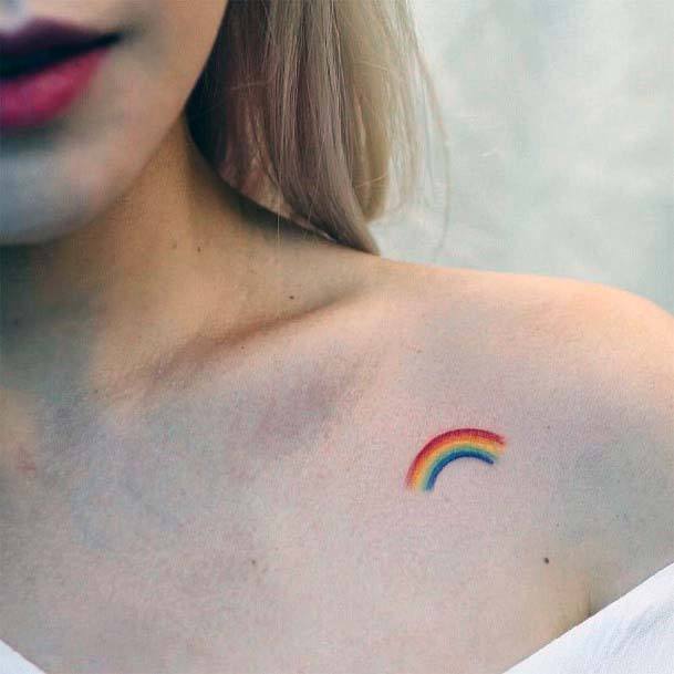 Womens Cute Small Rainbow Tattoo