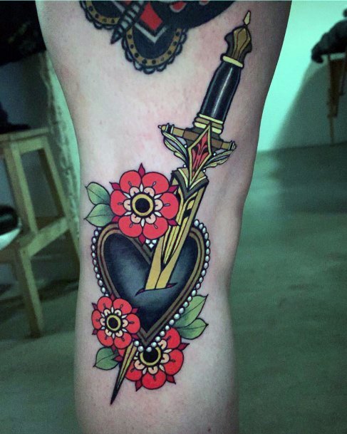 Womens Dagger Heart Tattoos