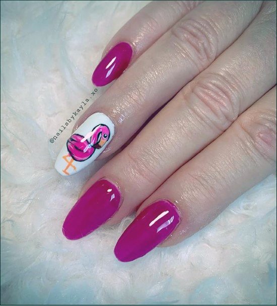 Womens Damask Rose Deep Pink Flamingo Nails