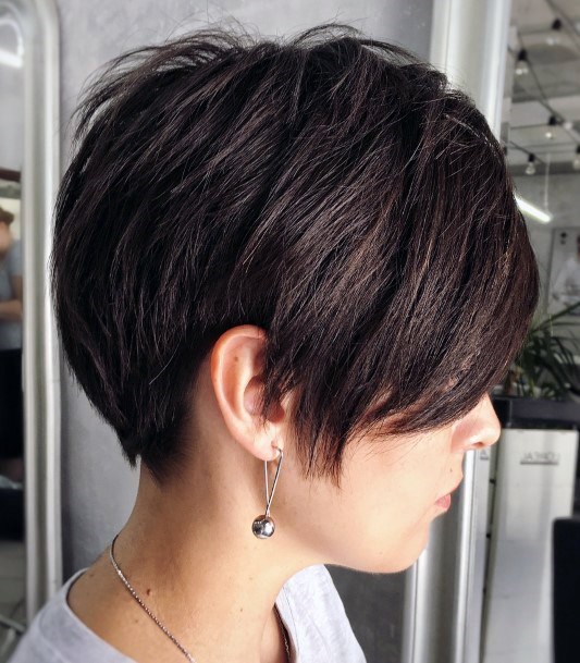 Womens Dark Brown Modern Pixie Hairstyle