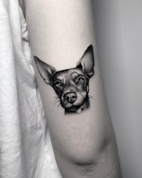 Womens Dark Dog Tattoo On Arms