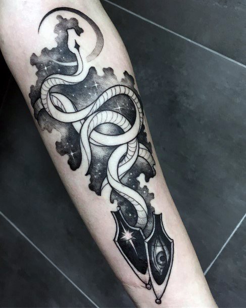 Womens Dark Inked Snake Tattoo