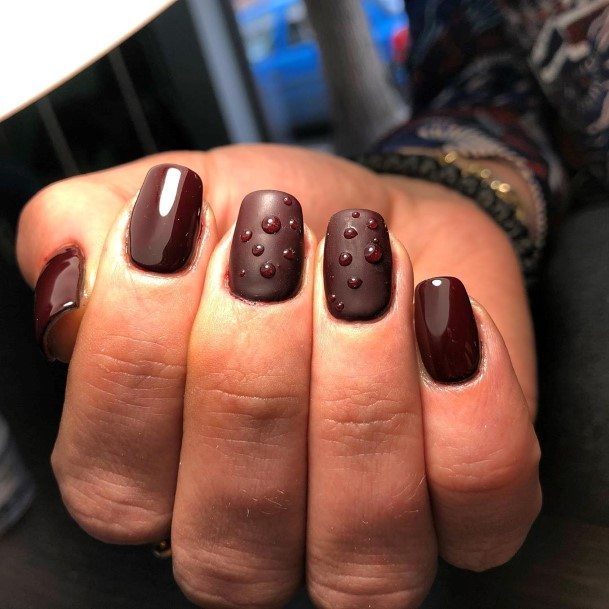 Womens Dark Red Girly Nail Designs