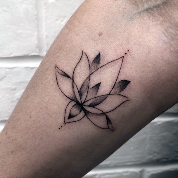 Womens Dark Shaded Lotus Flower Tattoo