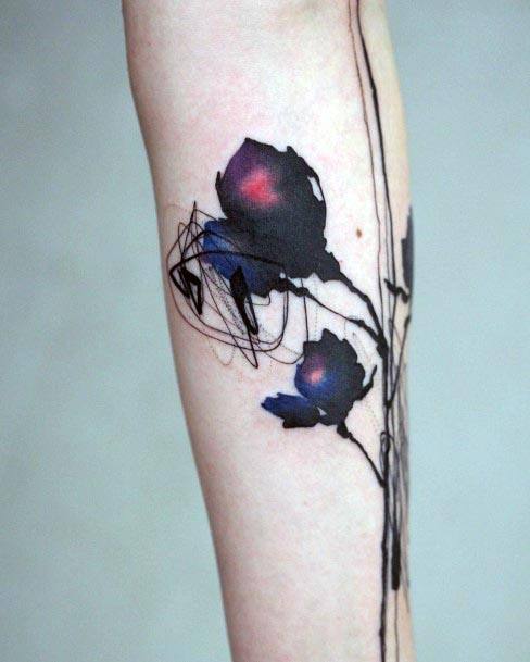 Womens Dark Watercolor Tattoo Hand