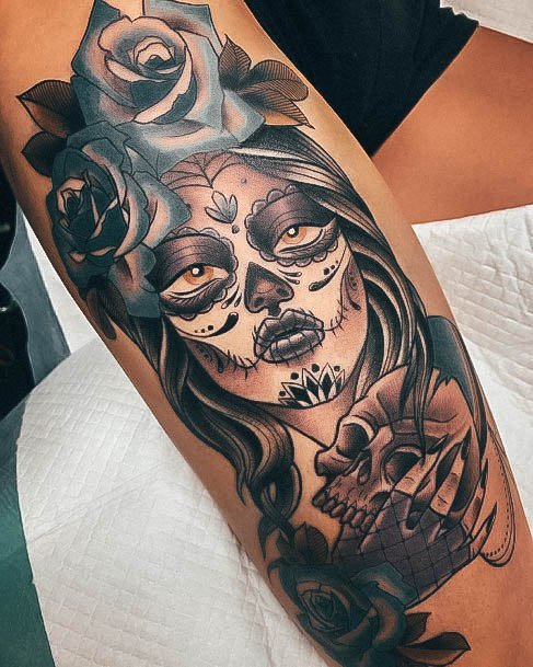 Top 100 Best Day Of The Dead Tattoos For Women Día De Muertos Design Ideas 