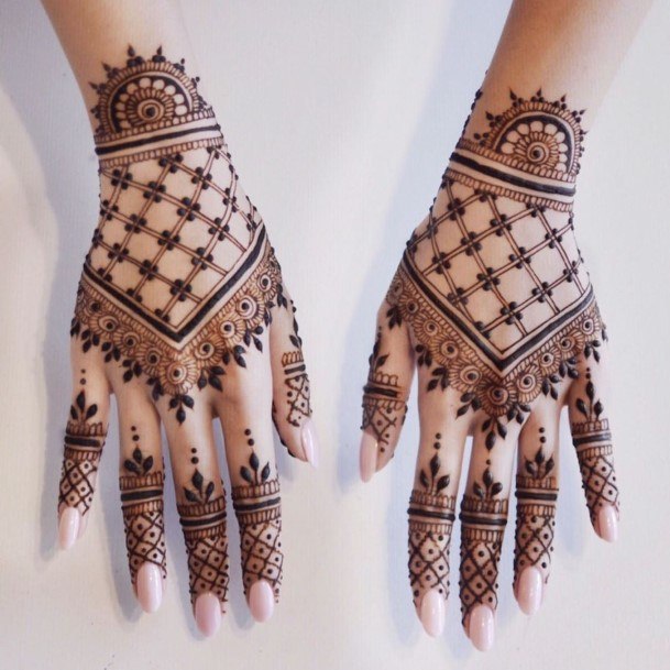 Womens Delicate Art Henna Tattoo Hands