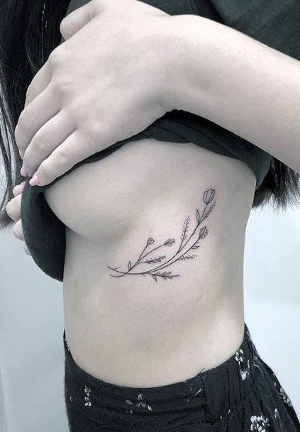 Womens Delicate Art Underboob Tattoo