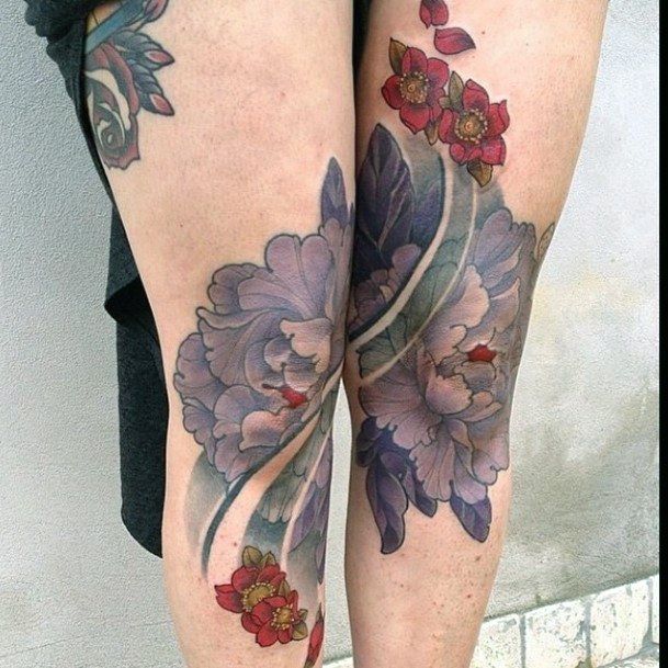 Womens Delicate Purple Tattoo Legs