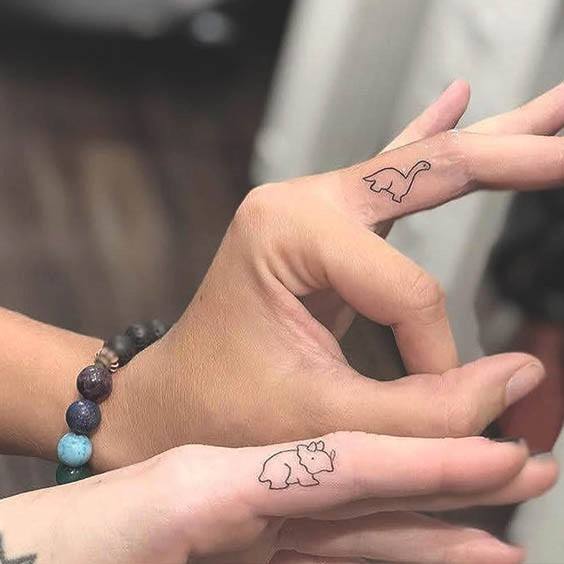Womens Dinosaur Best Friend Tattoo Finger