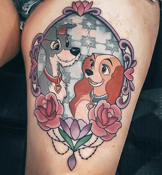 Womens Disney Tattoo Styles Thigh Dogs