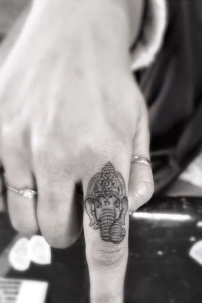 Womens Divine Ganesha Tattoo Fingers