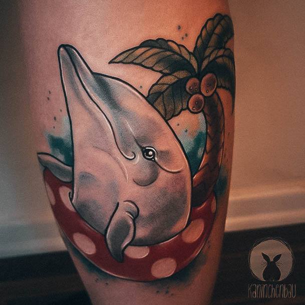 Womens Divine Dolphin Tattoo