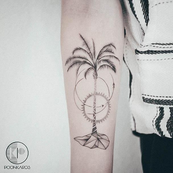 Womens Divine Palm Tree Tattoo