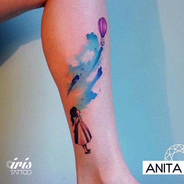 Womens Dreaming Of Parachutes Watercolor Tattoo