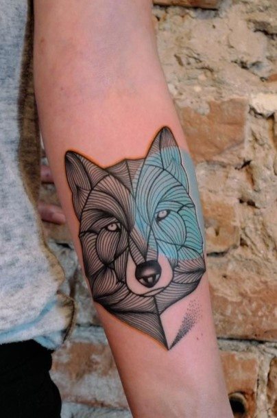 Womens Dual Colored Beast Tattoo Forearms