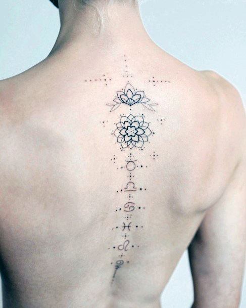 Womens Egyptian Art Symbols Tattoo Spine