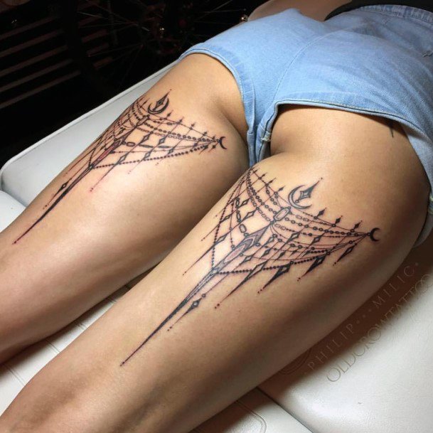 Womens Egyptian Art Tattoo Thighs