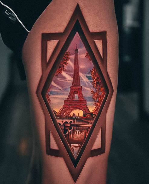 Womens Eiffel Tower Tattoo Design Ideas