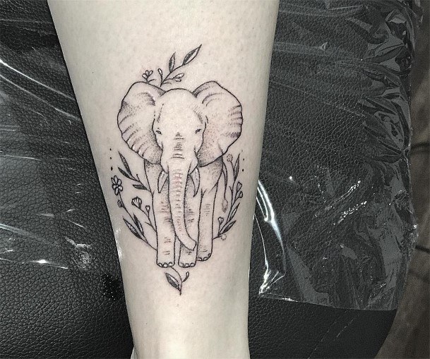 Womens Elephant Tattoo On Calves