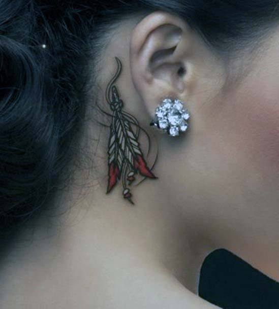 Womens Enchanting Tattoo Behind The Ear