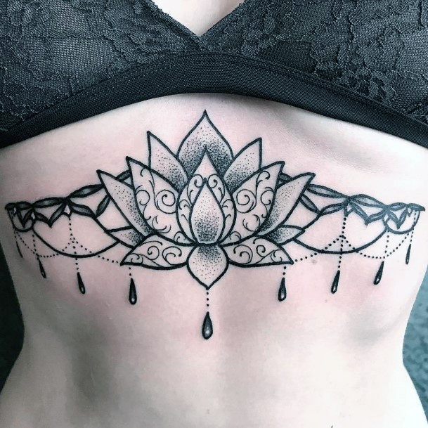 Womens Enthralling Lotus Tattoo Underboobs