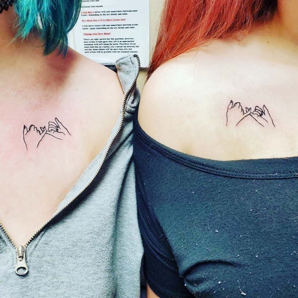 Womens Entwined Fingers Tattoo Best Friend Shoulders