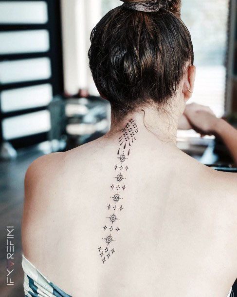 Womens Ethnic Art Spine Tattoo