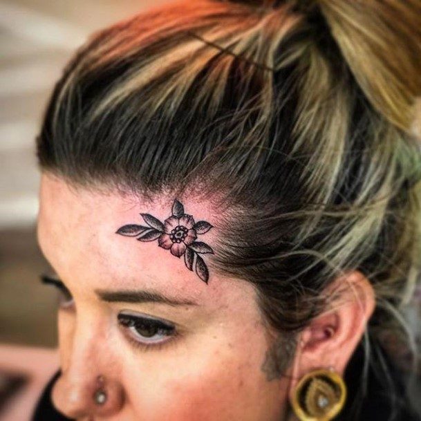 Womens Face Small Flower Tattoo