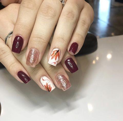 Womens Fall Leaf Nail Design Ideas