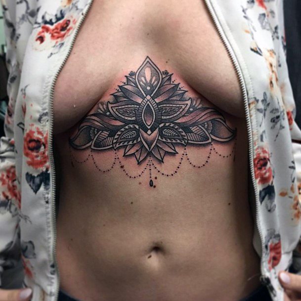 Womens Fantastic Underboob Tattoo