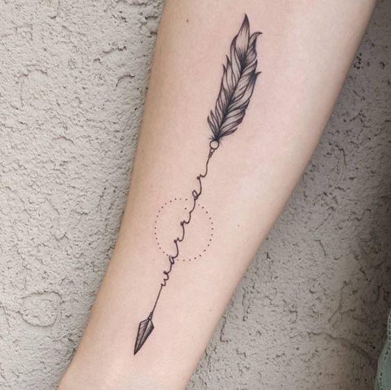 Womens Feather Warrior Arrow Tattoo Forearms
