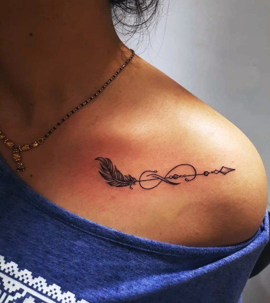 Womens Feathered Arrow Tattoo Infinity